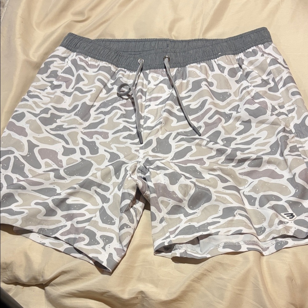 BURLEBO Light Gray Swim Shorts with Drawstring